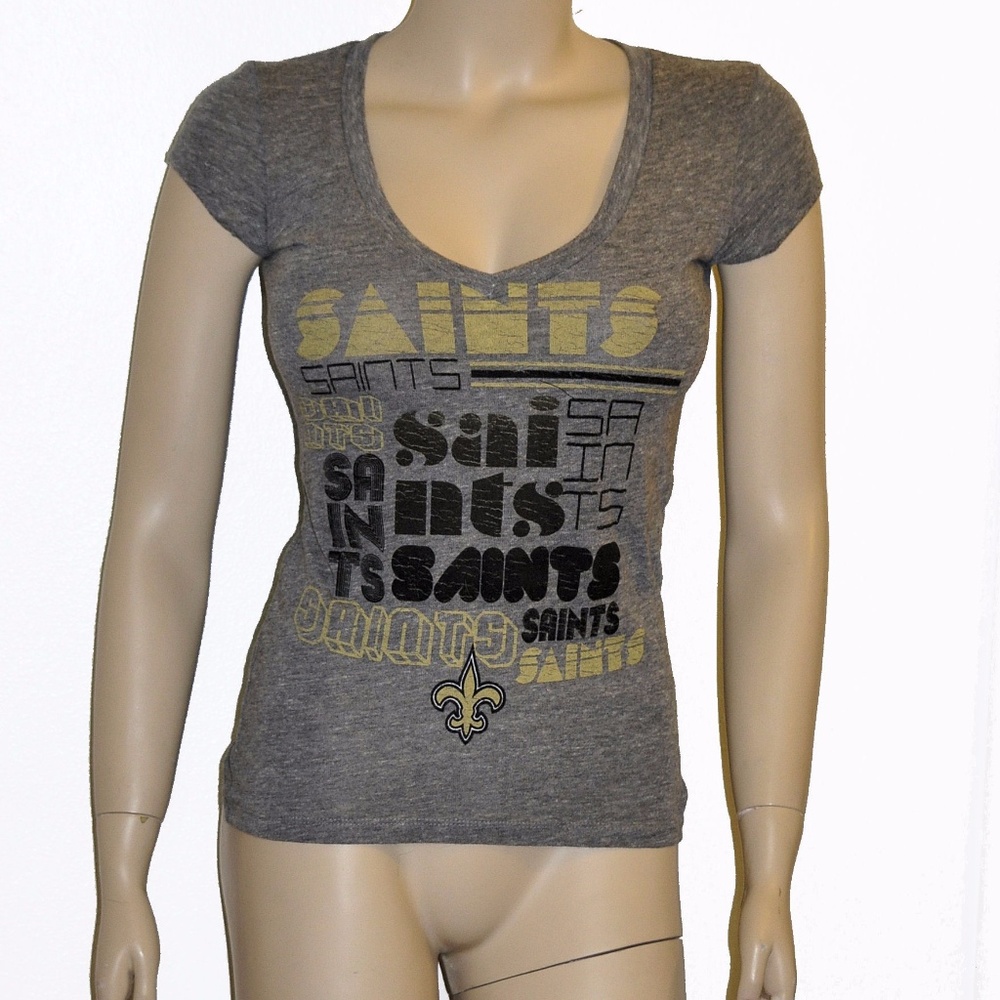 New Orleans Saints grey fitted soft tee S NWT
